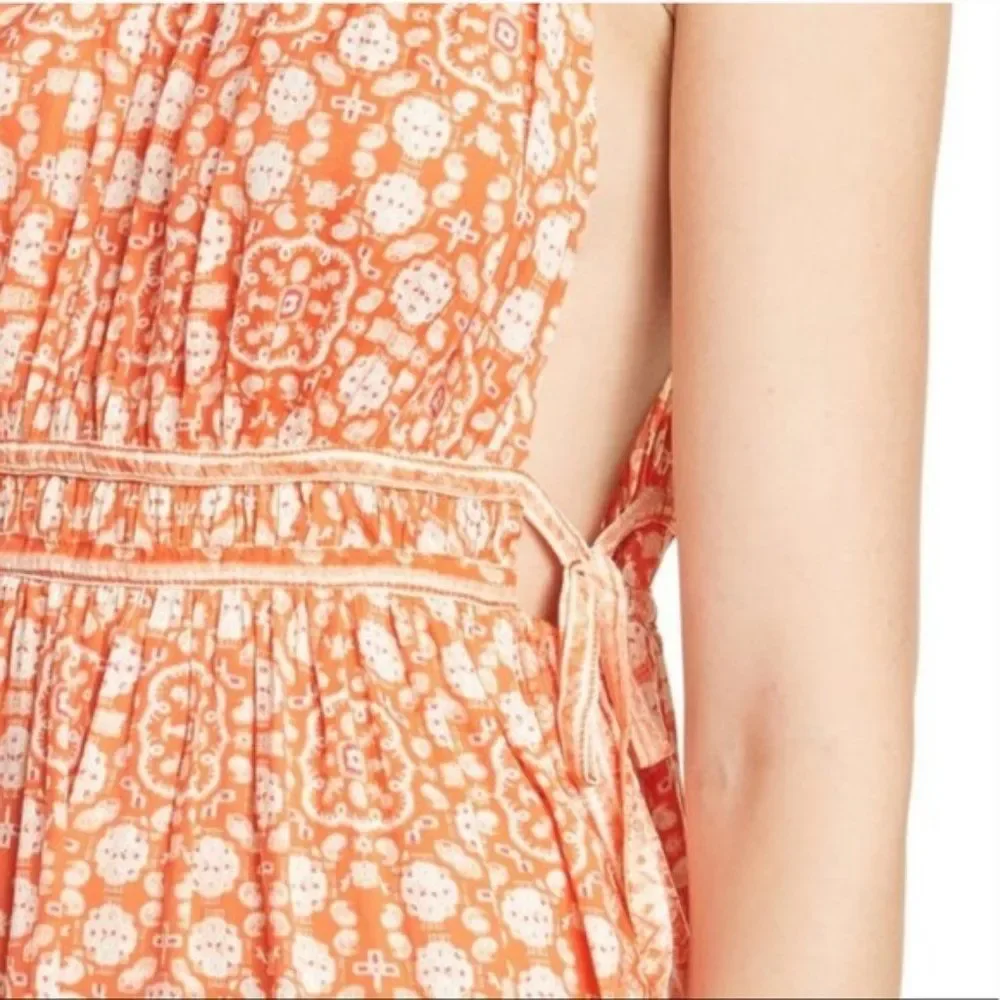 NWT Free People Midsummer's Day Tunic Dress Tank Silky Boho Summer Orange Size M